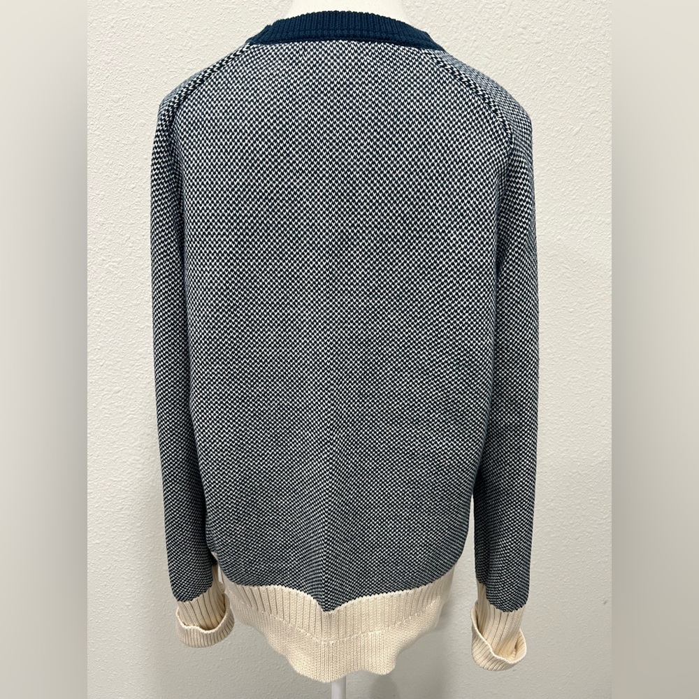 MONOPRIX HOMME Blue and Cream Crewneck Sweater EUC - Picture 4 of 8